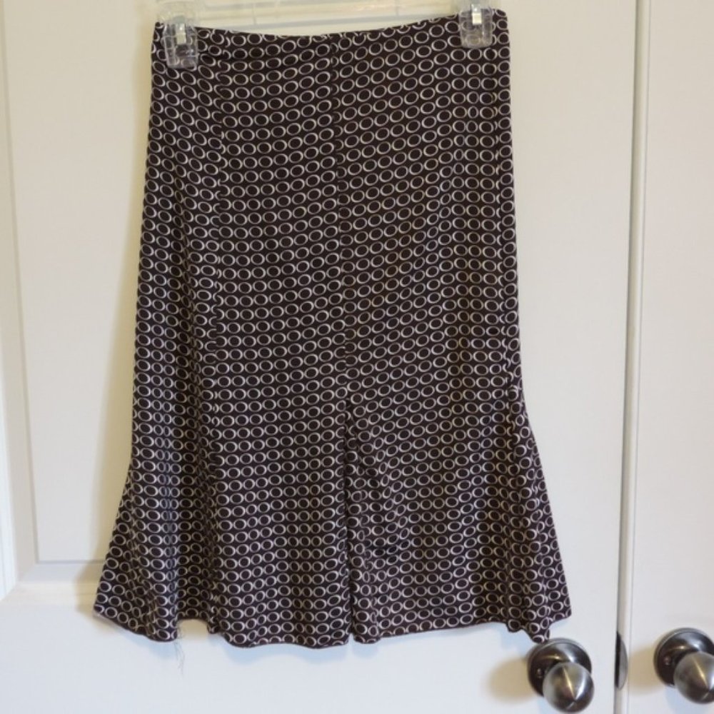 Brown gardot fit n flare skirt with circle pattern